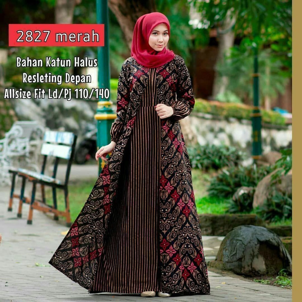 Gamis Batik Jumbo Modern Premium - Gamis Busui All Size/Gamis Batik Kombinasi - Gamis Batik Terbaru