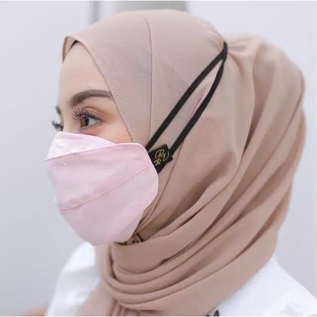 Masker Hijab Ply Pastel Motif Headloop Kain Model Duckbill Evo | My XXX