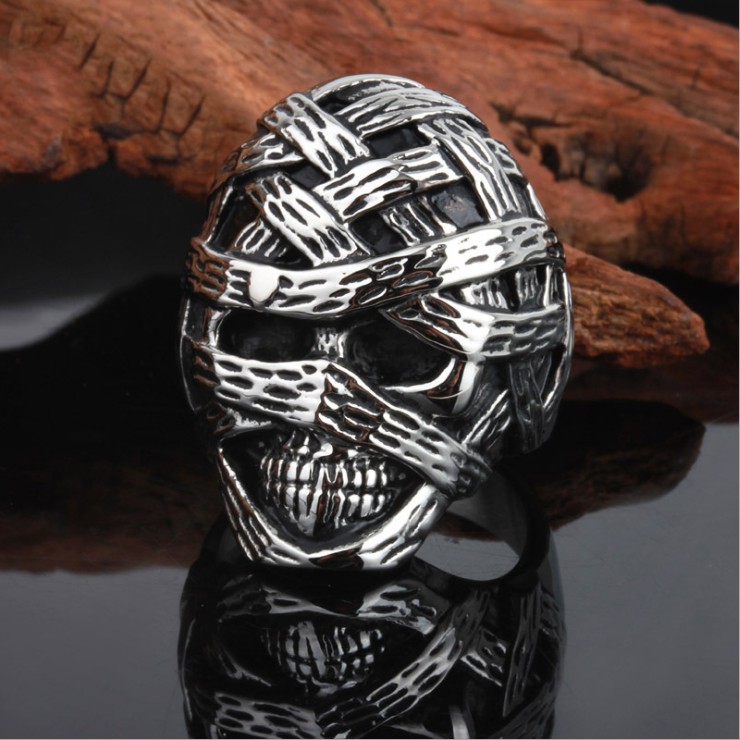 SEUSUK Cool Biker Retro Ring Egyptian Mummy Skeleton Ring Fashion Jewelry Gifts COD