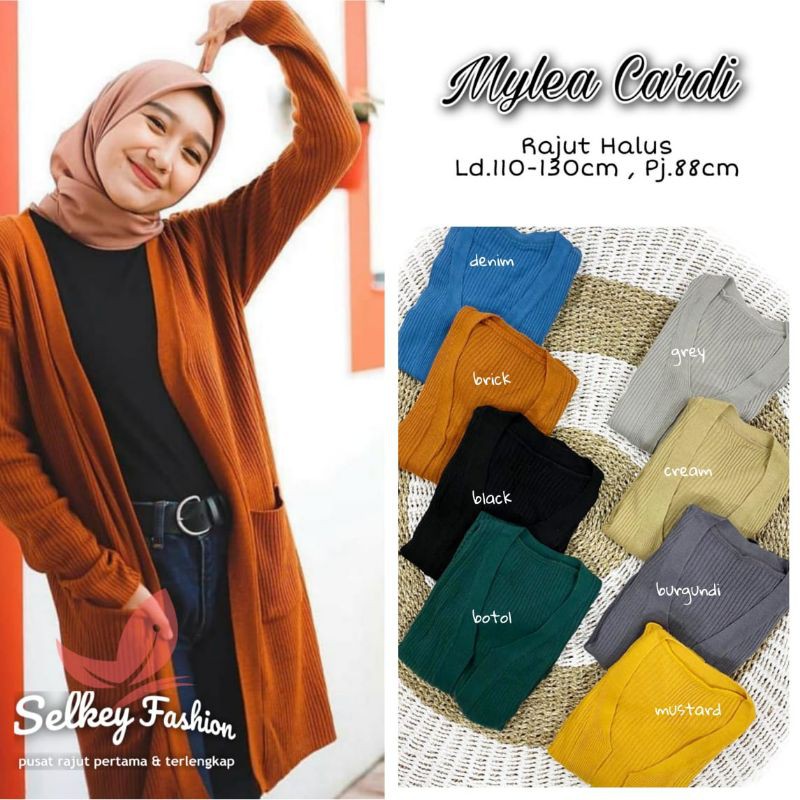 Mylea kardigan panjang rajut salur / Long cardy rajut premium