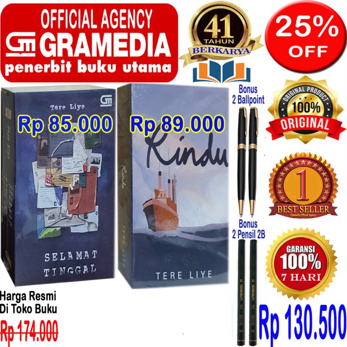 

PROMO!!! PAKET 2 BUKU NOVEL TERE LIYE - SELAMAT TINGGAL & RINDU - ORIGINAL TERLARIS