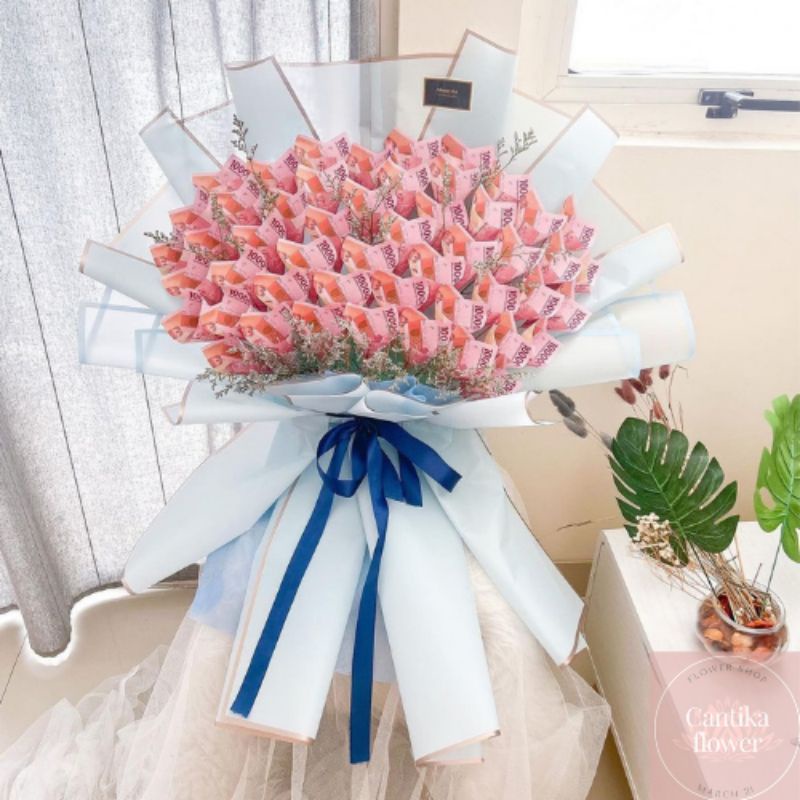 bucket bunga money asli fresh cantik