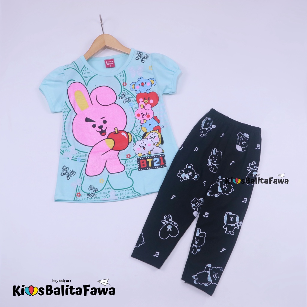 Setelan Plufy Kids uk 3-4 Tahun / Baju Kaos Anak Perempuan Set Legging Celana Panjang Cewek Karakter