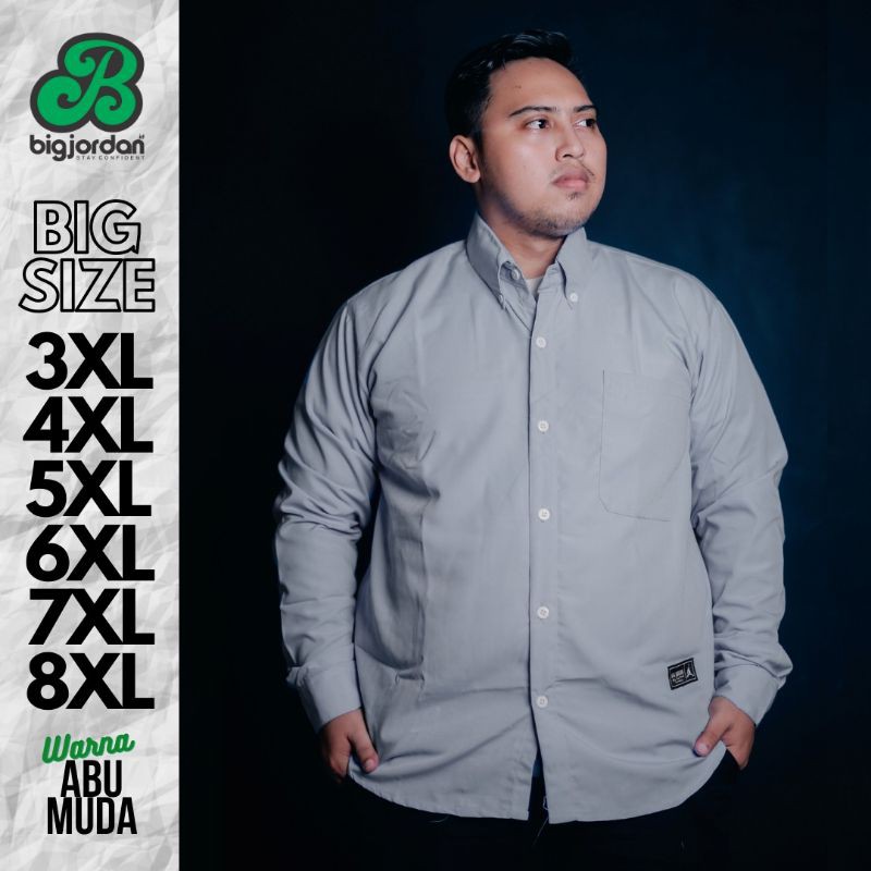 Kemeja Formal Jumbo Abu Pria Big Size XXL XXXL XXXXL 5XL 6XL 7XL 8XL Kemeja Big Size
