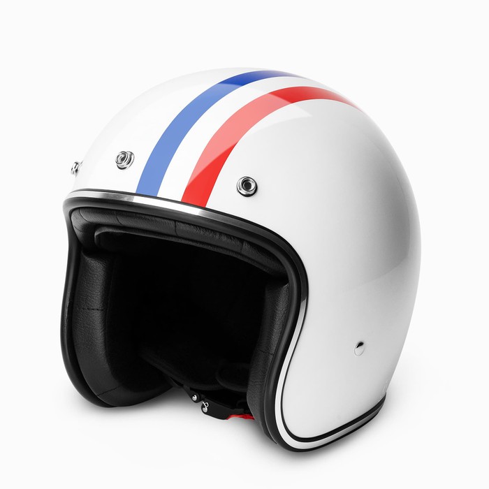 HELM RETRO ZULU ST GERMANY PUTIH GLOSSY LIST CHROME II ( Bogo / Vespa / Klasik )