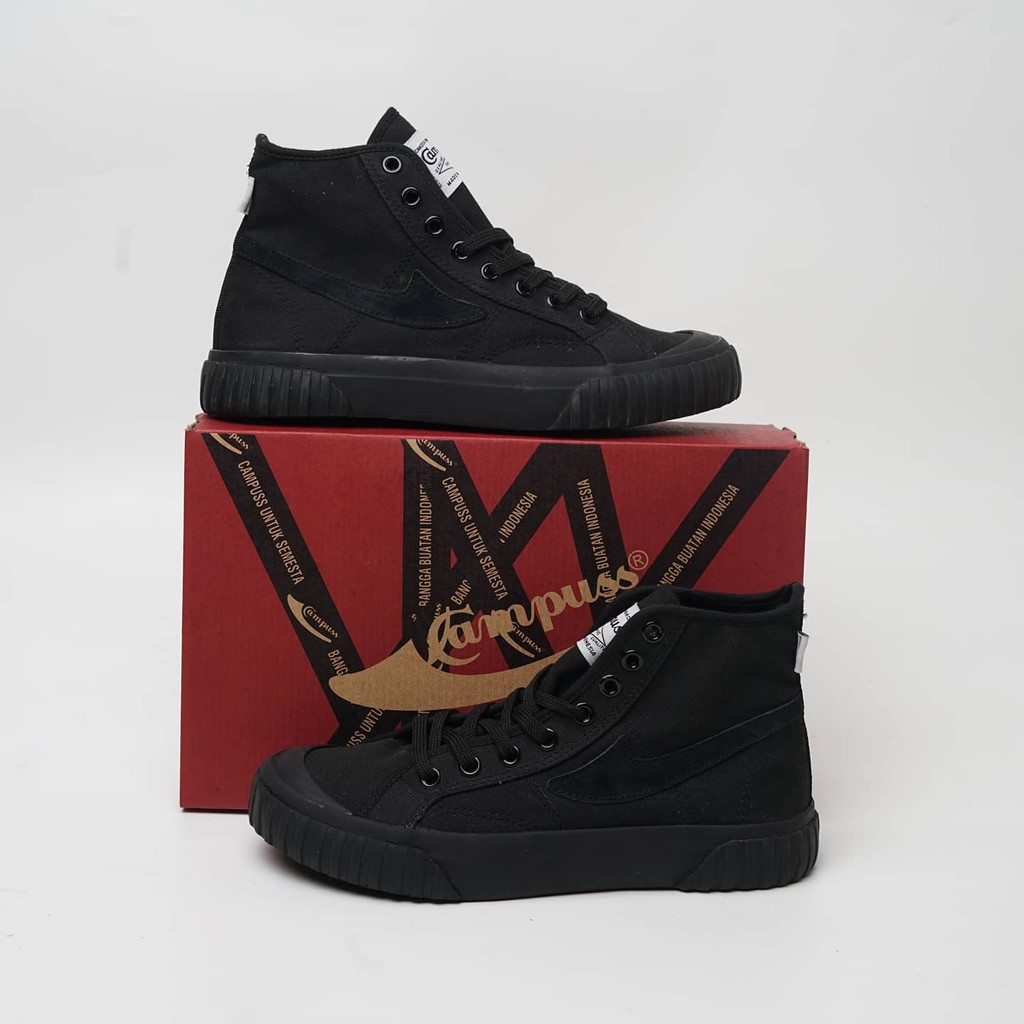 Sepatu Campuss Semesta Hi Cut Full Black Sneakers Vulcan