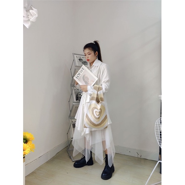 TAS WANITA 3139 - BUFFOLLOW Vacay Tote Bag Motif Love - Tas Belanja Tas Bangkok Thailand  Bufollow Bag - E1