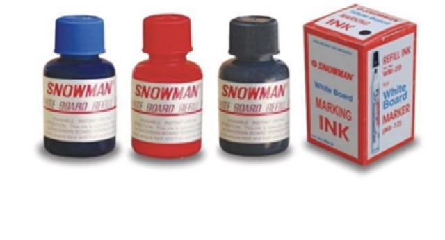 SNOWMAN REFILL INK MARKER -  ISI TINTA SPIDOL WHITEBOARD NON PERMANENT WIB 20  - PERMANENT MIG 20 - BLUE BLACK RED / MERAH HITAM BIRU PERMANEN