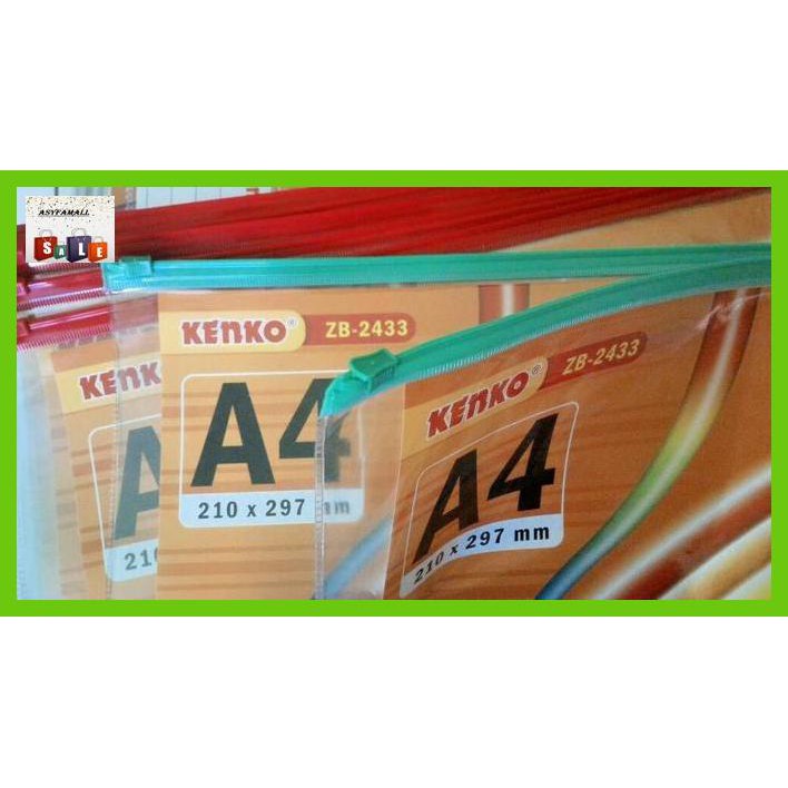 

DOCUMENTO- ZIPPER BAG KENKO A4 / PLASTIK PVC / KANTONG / KANTUNG MAP DOKUMEN -ASLIII.