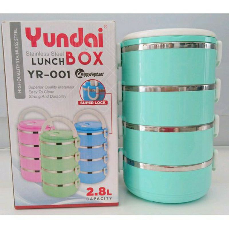 Lunch Box 4 Susun Yundai/Rantang Tempat Bekal Makan Wadah 2,8 Liter