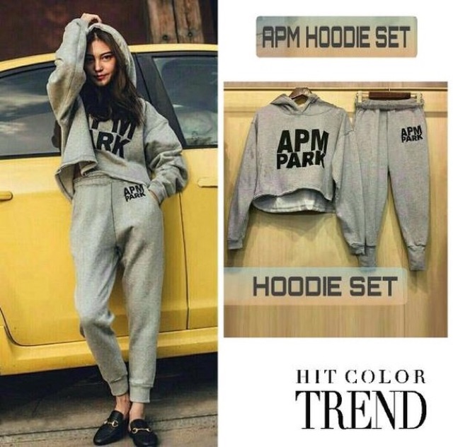 Ms Set APM / Stelan wanita hiphop / Stelan hoodie wanita