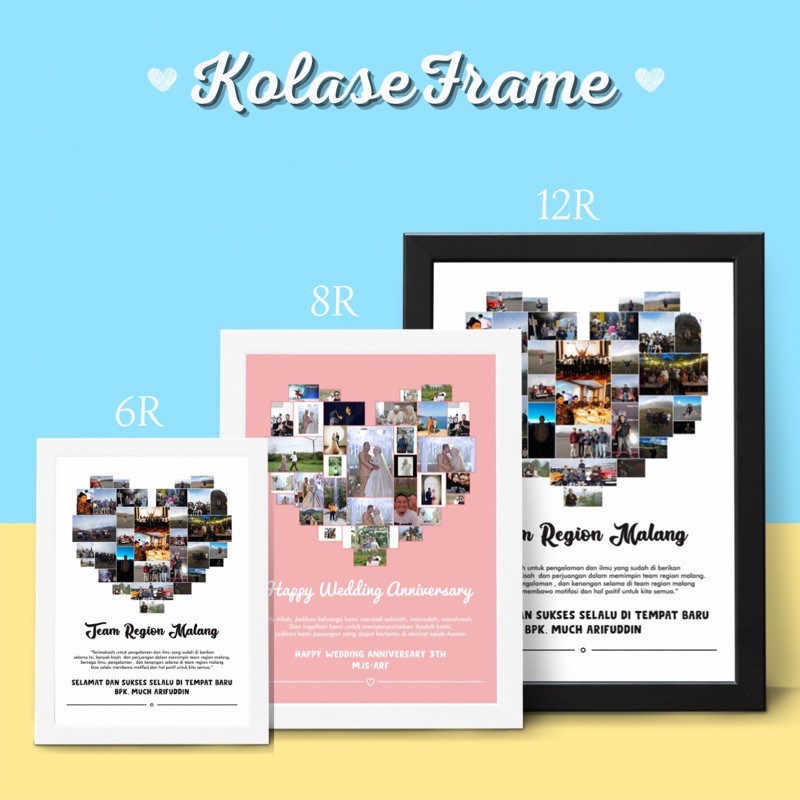 Kado Bingkai Foto Pernikahan Ulang Tahun Wisuda Custom Termurah - Kolase Love