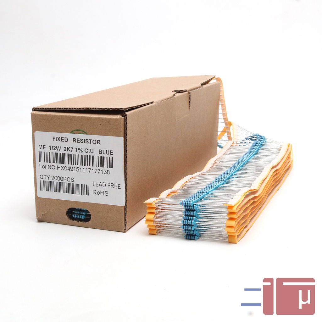 x10 Resistor 2K7 2.7K 1/2W Metal Film 1% Taiwan Kaki Tembaga