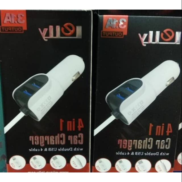 Car Charger LELLY 4 in 1 Kabel Output 3.1A Casan Mobil 3.1A
