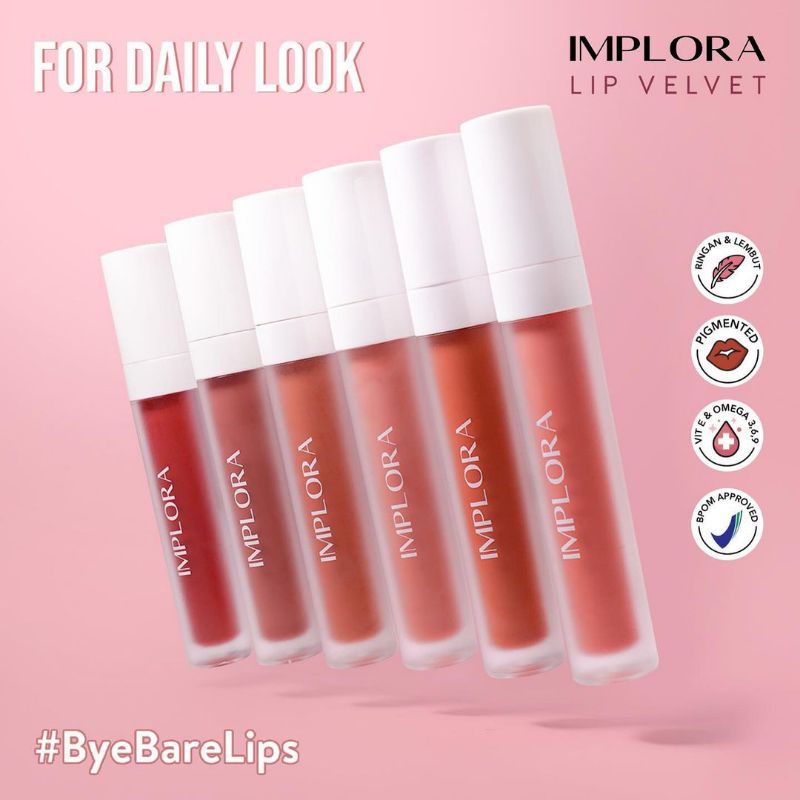 Implora Lip Velvet  Lip Cream Lipstik Lipvelvet BPOM HALAL Kosmetik Bibir Lip Cream Ringan dan Lembut