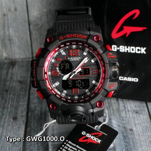 BEST SELLER  G-Shock MUDMASTER GWG1000 Casio Black Red / Hitam Merah , jam tangan keren