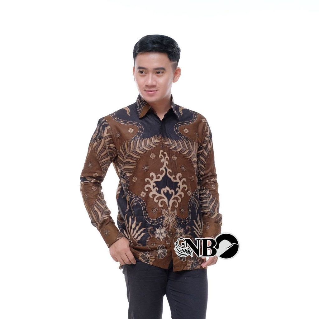 Atasan Batik Wanita Lengan Panjang BATIK BERKAH HRB026 motif KERATONAN Kode 002 size M L XL XXL Reguler-COKLAT
