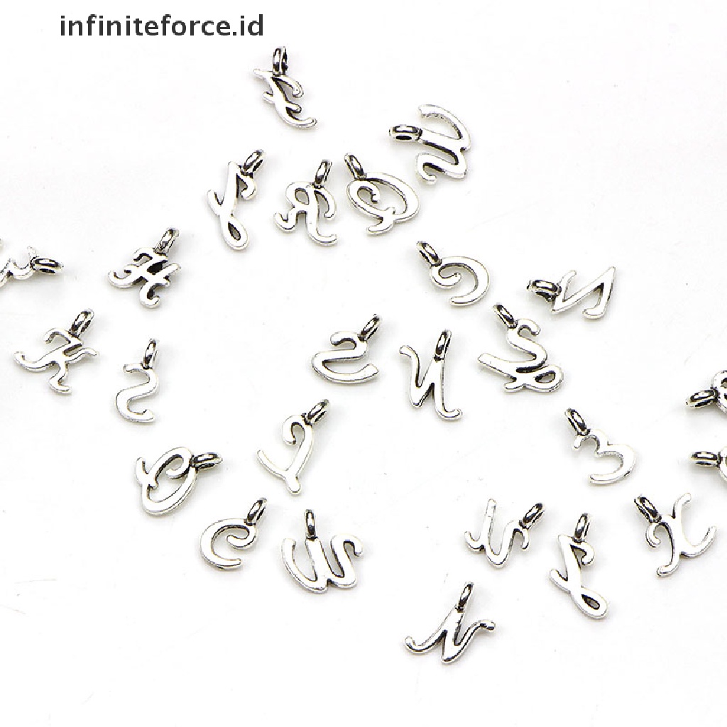 (Infiniteforce.Id) 52pcs / Set Liontin Silver Tibet 26 Huruf A-Z Diy