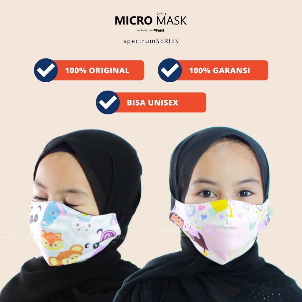 Masker Hijab Anak LUCU [ UNIXES ] BLOCK UP TO 70% VIRUS 2 PLY Proteksi Premium fleece &amp; poly-fiber