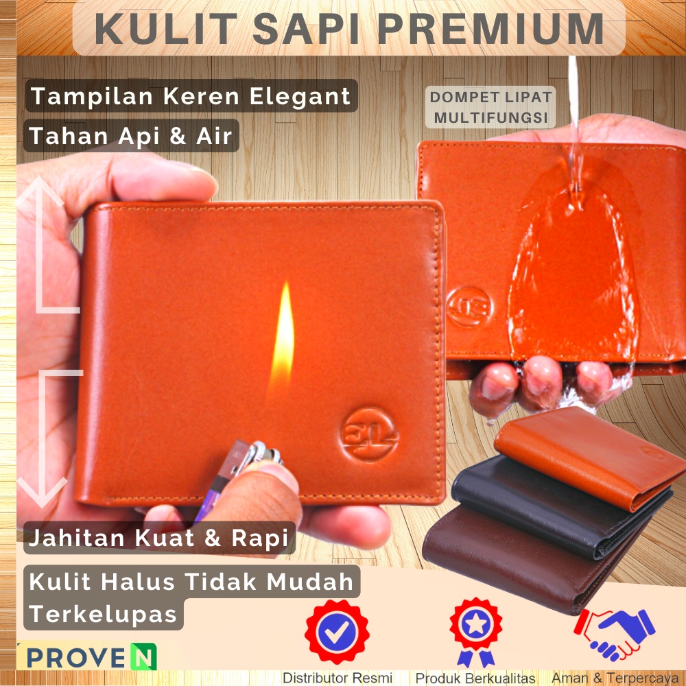 Dompet Kulit Pria Dompet Kartu Pria Lipat Kulit Sapi Asli Original Kulit Asli Super Slim De02 GARANSI ORIGINAL