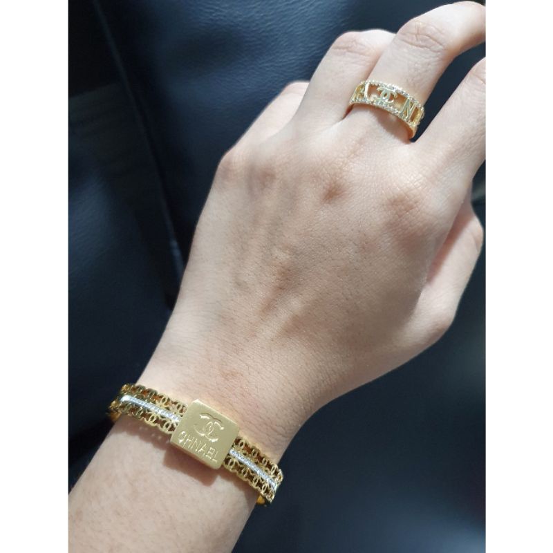 Gelang Titanium Asli Gold Premium Quality Anti Karat Bracelet Stainless Steel Ori 1125