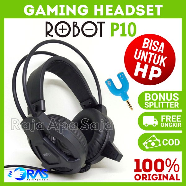 HEADSET GAMING ROBOT RH-P10 - Headphone Head Phone Henset Hedset Hetset Earphone Gamers Full Bass