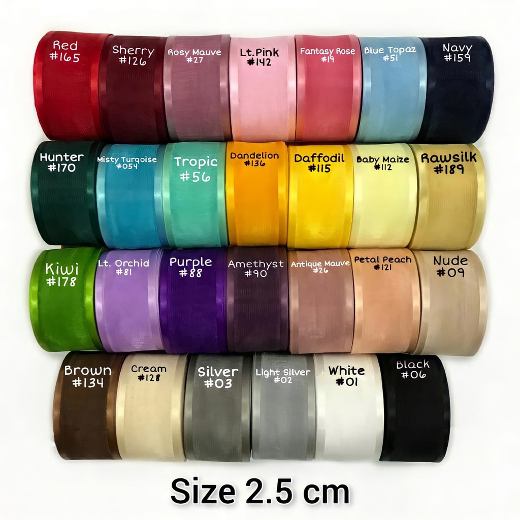 PITA TRANSPARAN LIST SATIN |  PITA KACA ORGANZA KOREA 1&quot; JUAL PER YARD