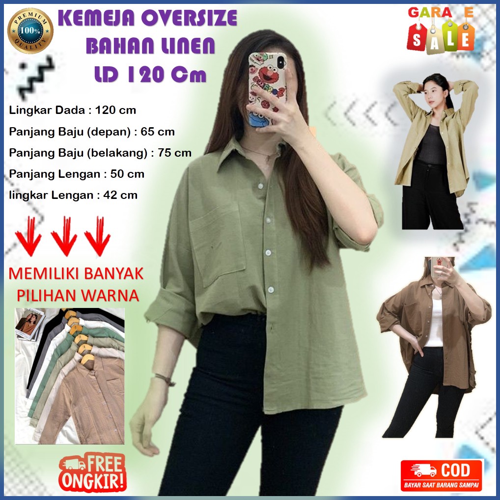 OLIVIA SHIRT KOREA KEMEJA LINEN KEMEJA WANITA JUMBO KEMEJA WANITA BAHAN LINEN KEMEJA V NECK WANITA B