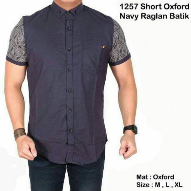 Kemeja Pria Navy Raglan Batik 1257 Premium