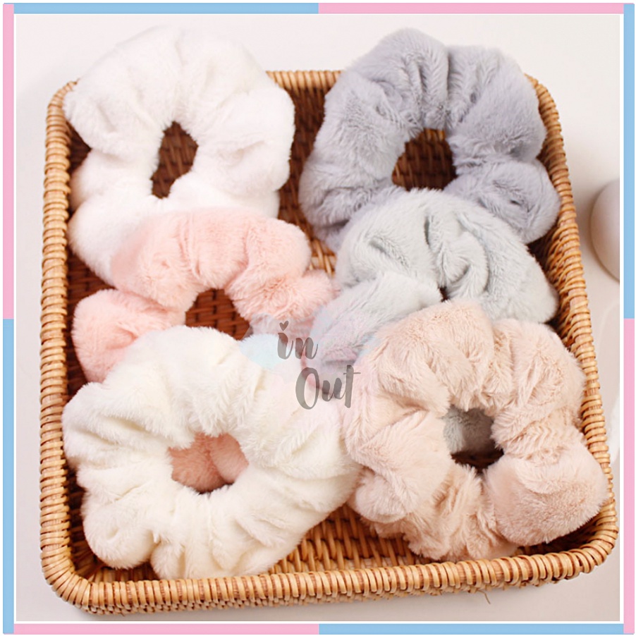 SCRUNCHIE BULU IKAT RAMBUT BULU RABBIT HAIR HALUS HAIR BAND SOFT ACC11