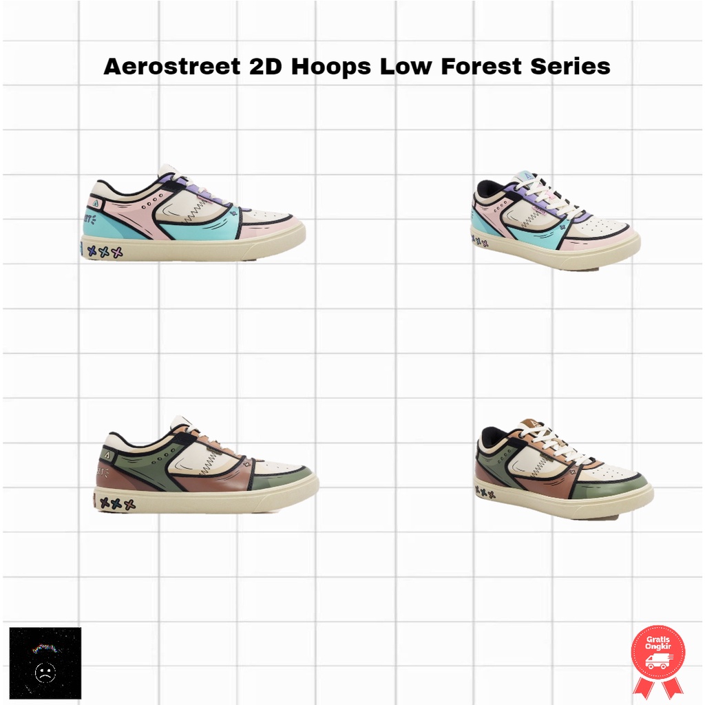 Aerostreet 2D Hoops Low Forest Series Krem Toska Pink, Krem Coklat Army