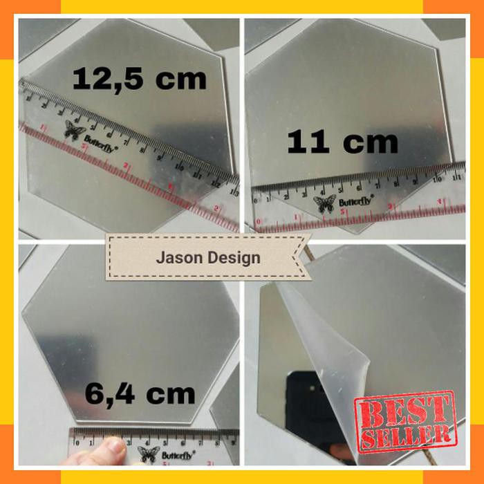 Laris hiasan  dinding  cermin  kaca hexagonal  10 pcs Shopee 