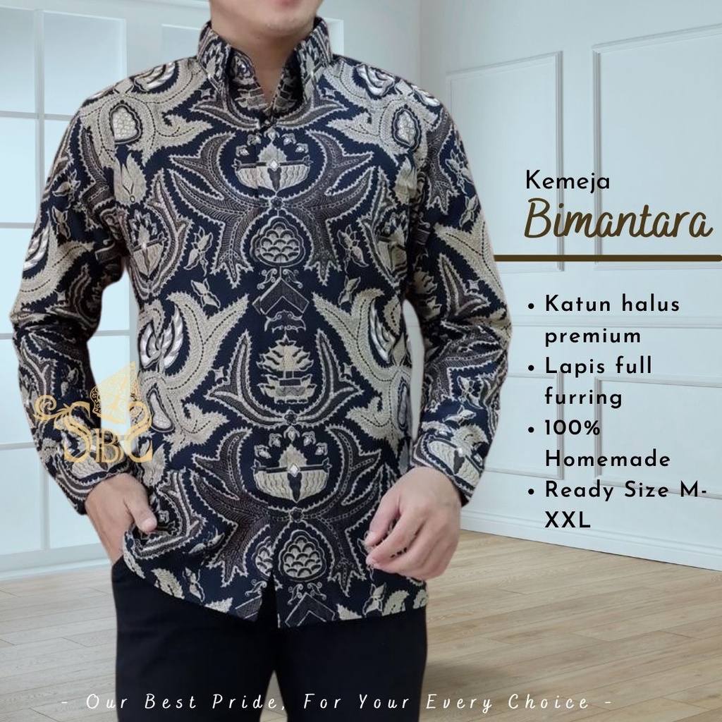 Batik Solo BIMANTARA Kemeja batik Pria Full Furing Bahan Katun Sragenan By SM Batik