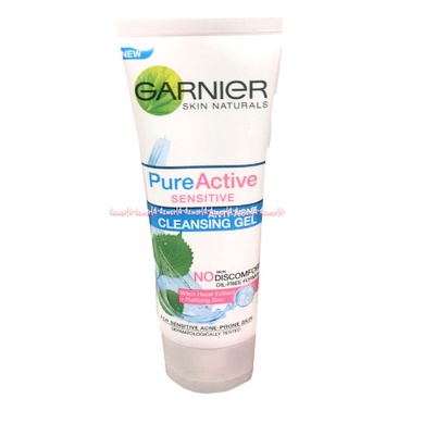 Garnier Pure 100ml Active Sensitive Anti Acne Cleansing Gel Sabun Pembersih Muka Wajah Sensitif Garnier Aktif