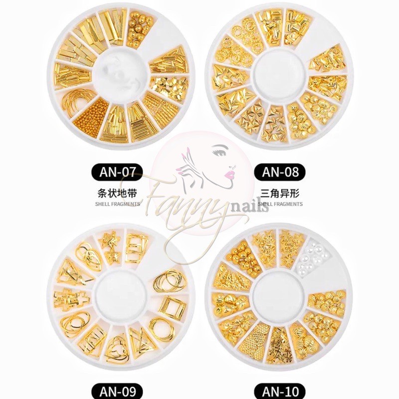 Nail acc wheel mix shape PREMIUM / rhinestone swarovski gold metal nail line dot japan nails