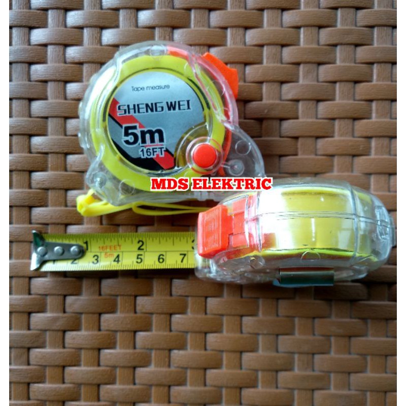 Meteran Tukang 5 Meter Transparan Sheng Wei / meteran tukang karet 5 Meter