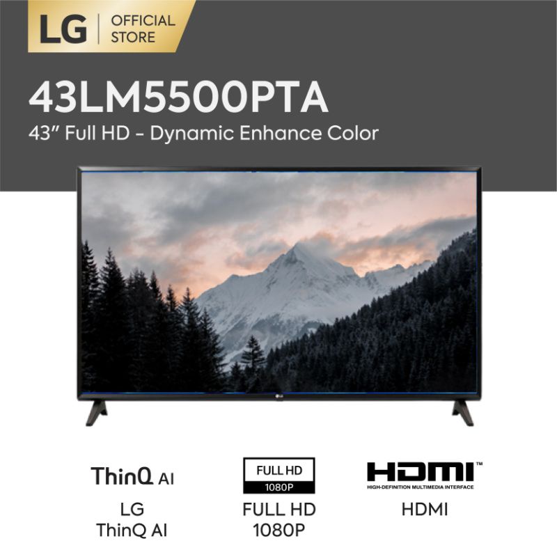 LG 43 inch Full HD TV - AI ThinQ Dynamic Color Enhancer USB Movie - 43LM5500PTA