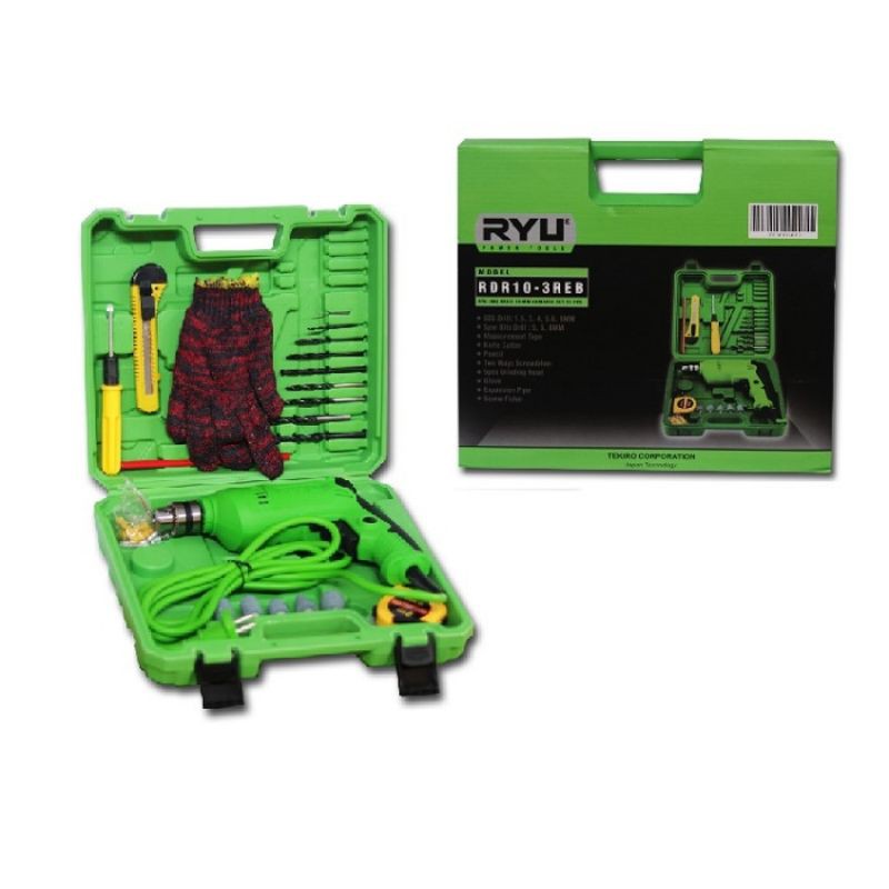 Bor ryu 10mm set koper bor obeng besi kayu