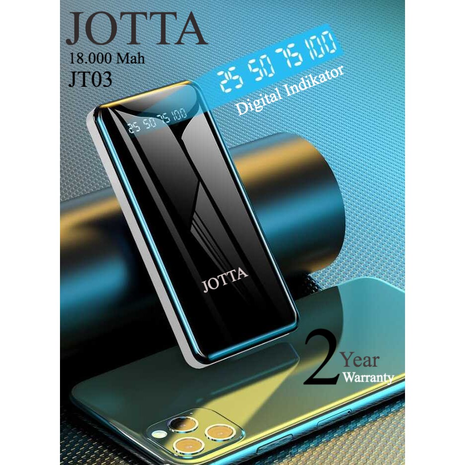 Powerbank JOTTA JT03 Model Slim kapasitas 18.000 Mah Original Garansi 2 Tahun.