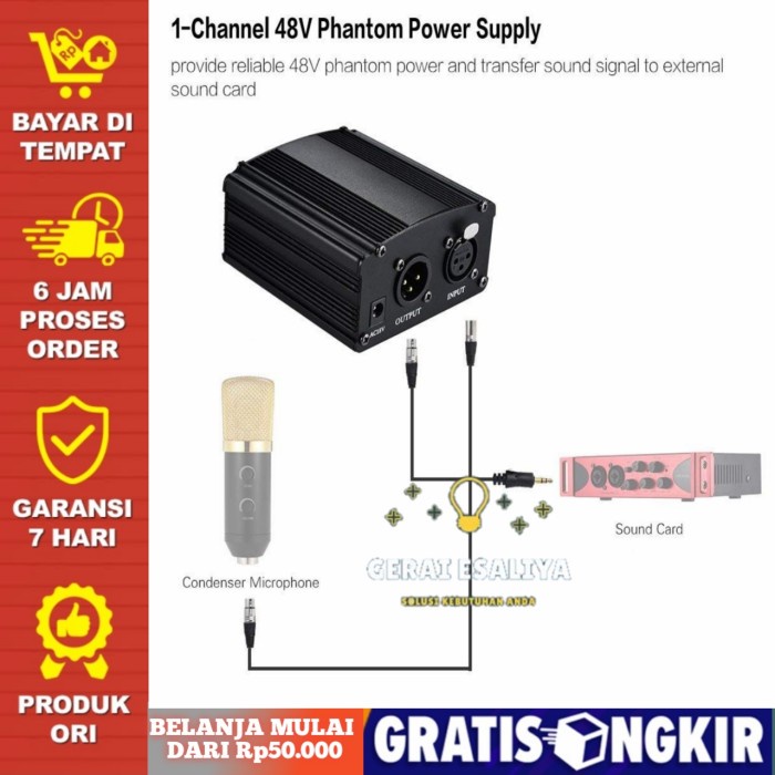 TaffSTUDIO Phantom Power Microphone 1 Channel 48V Supply for Condenser