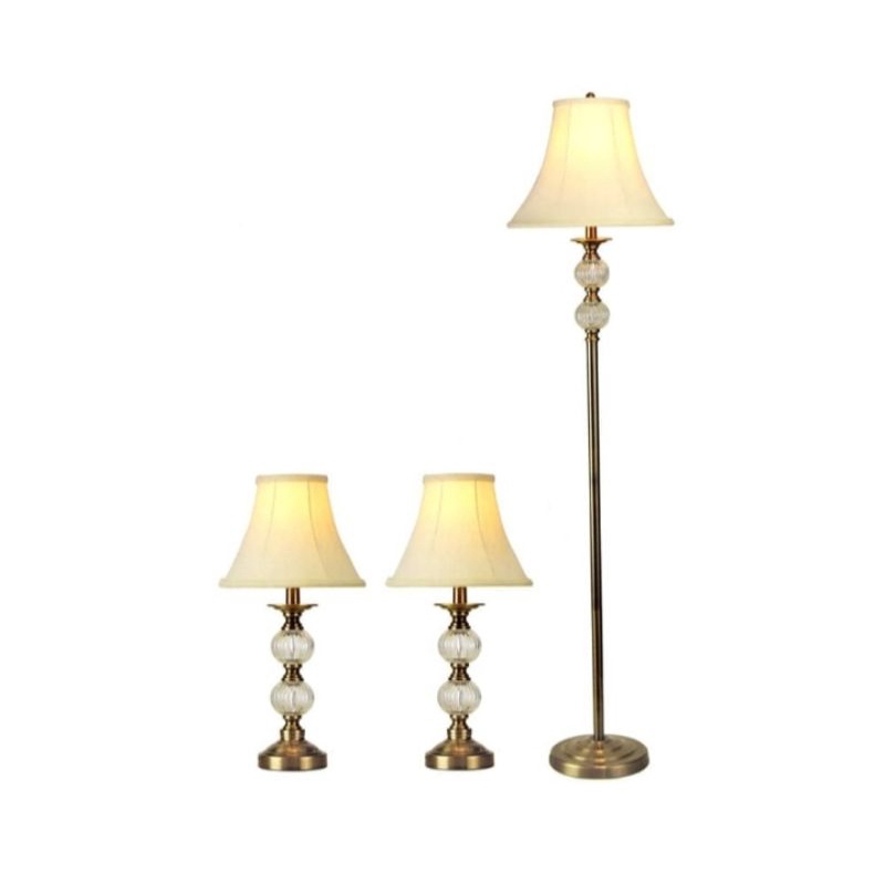 Eglare Set Lampu Lantai Dan Meja Antiqbrass / Lampu Hias / Lampu Baca