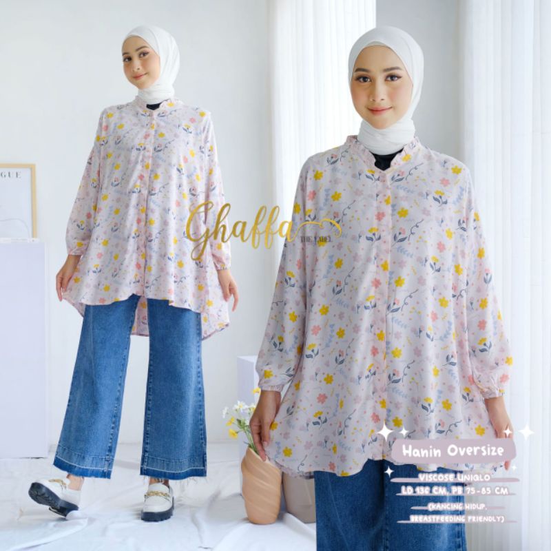 HANIN OVERSIZE BY GHAFFA THE LABEL (BLOUSE MOTIF) Blouse muslimah rekomeded