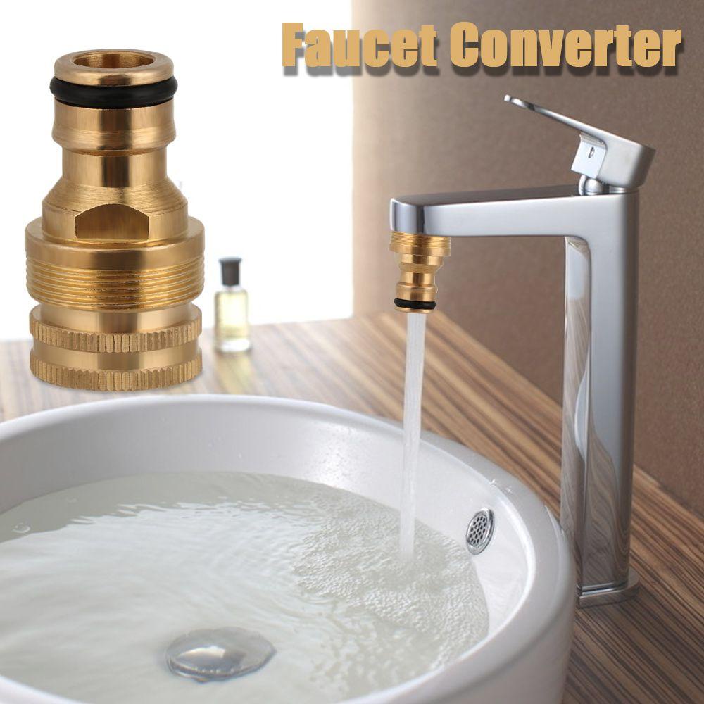 Preva Adaptor Selang Keran Selang Cuci Mobil Taman Rumah Kuningan Male Female Drat Praktis Faucet Converter