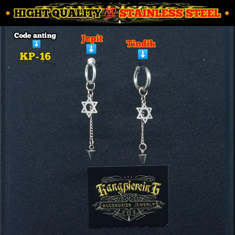 ANTING 100% STAINLESS STEEL BTS TERBARU JUNGKOK TINDIK DAN JEPIT