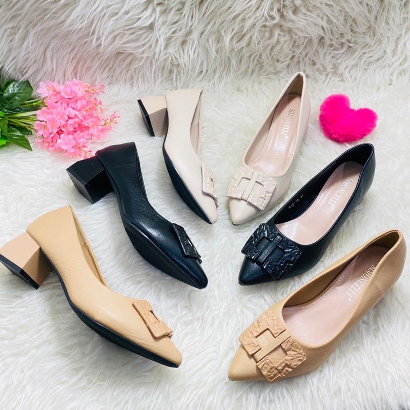 Chunky big heels by Simoncelli 918-15 Import high quality sepatu wanita hak tahu kerja kantor kulit