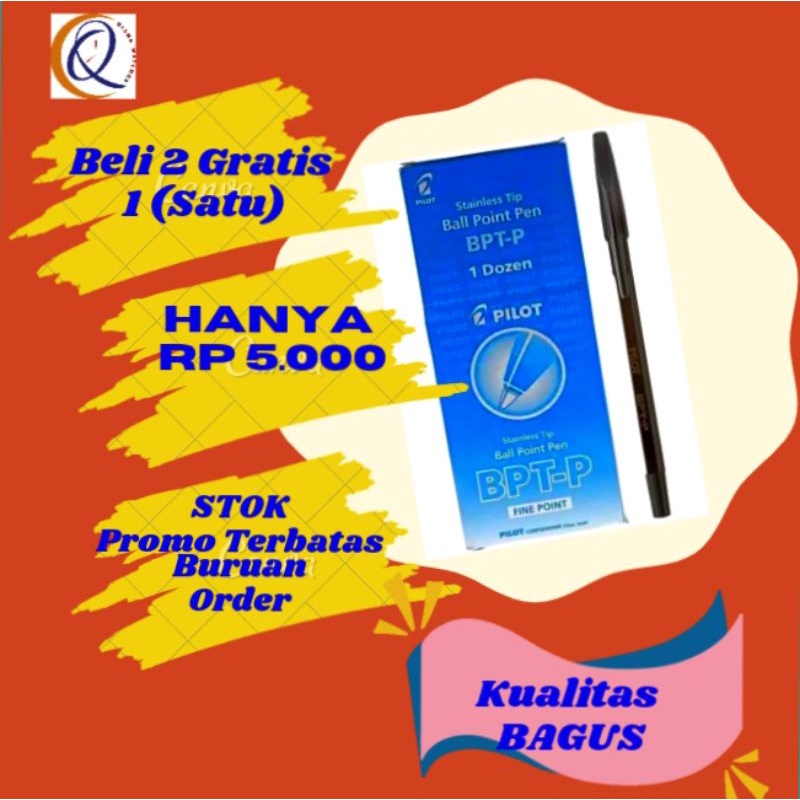 

Bolpen/Ballpoint/Pulpen/Ballpen Pilot BPTP Hitam