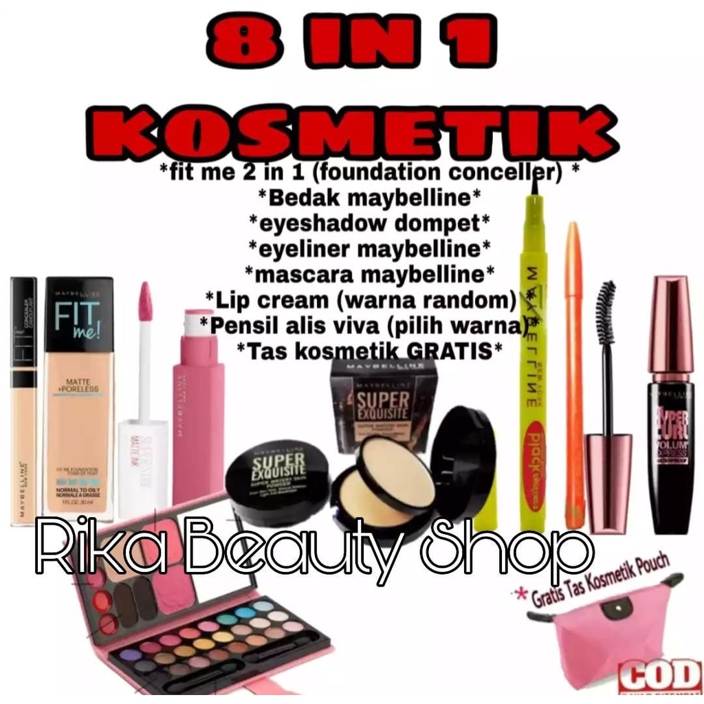 Paket Make Up Set Maybelline 8 In 1 - Paket Kosmetik Maybelline Super Hemat 8 In 1