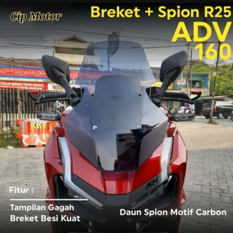 Breket Spion Honda ADV 150 ADV 160 Spion R25 pendek paket spion breket dan baud anti Jebol