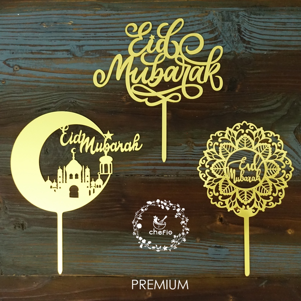 Chefio Cake Topper Lebaran Eid Mubarak Idul Fitri / Tusukan Hiasan Kue