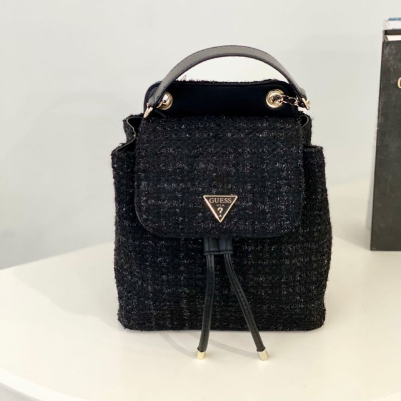 GB579 Guess Cessily Flap Tweed Backpack